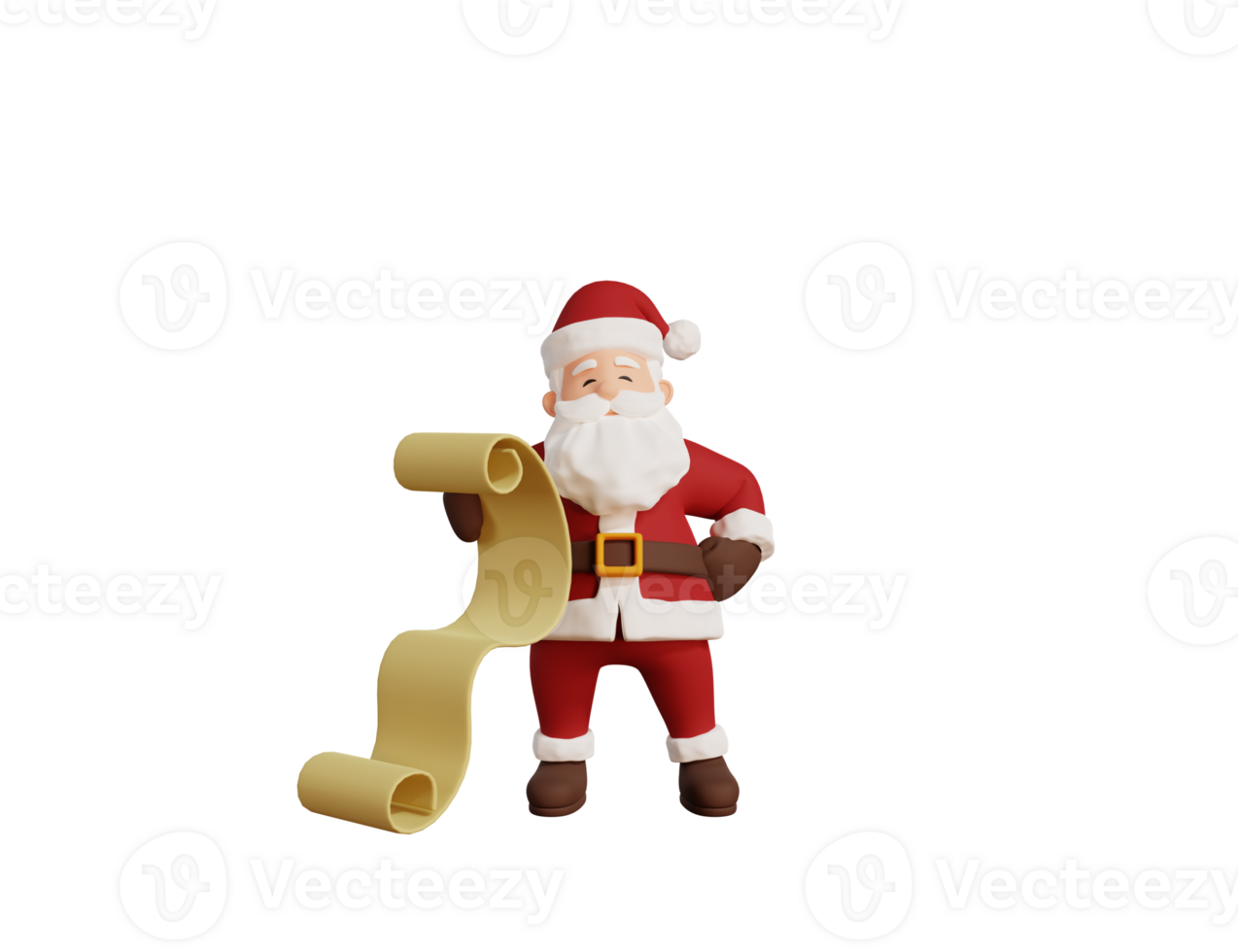 3d render christmas concept illustration santa character holding paper list png