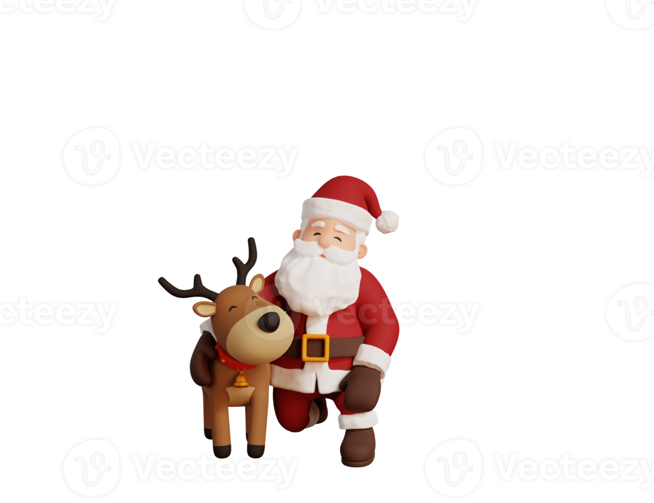 3d render christmas concept illustration with santa character and reindeer png