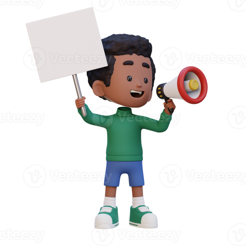 3d enfant personnage en portant une Vide placard png
