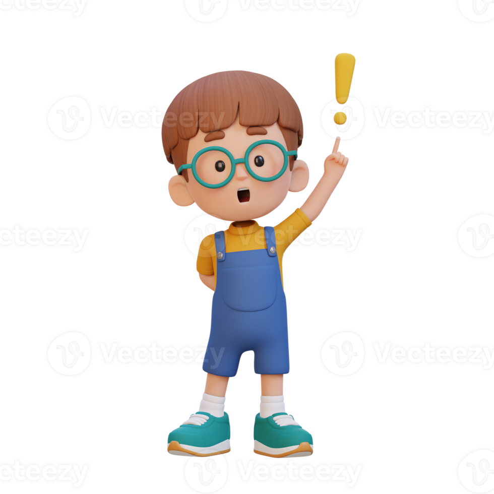 3D cute kid got an idea png