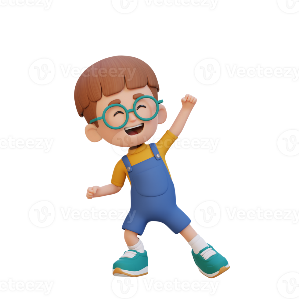3D cute boy in happy pose png