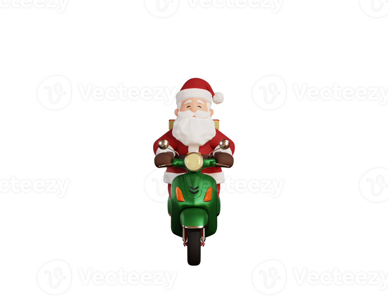 3d geven Kerstmis concept illustratie de kerstman rijden scooter en leveren geschenk png