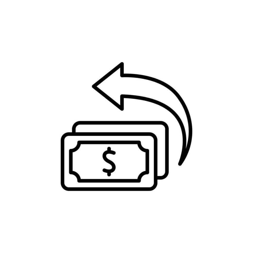 Chargeback icon. Simple outline style. Reimburse, rebate, money refund, purchase, cancel payment, transaction, business concept. Thin line symbol. Vector illustration isolated