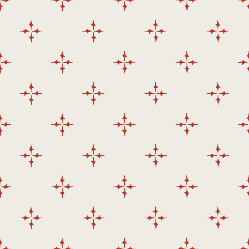 Vector geometric pattern. Festive red ornament in retro style. Christmas simple seamless abstract texture