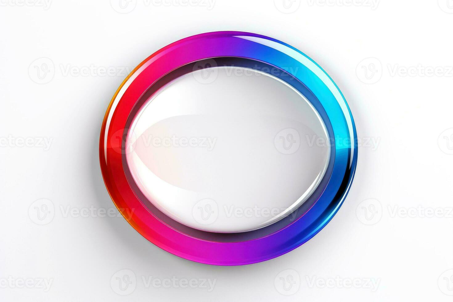 AI generated Abstract high tech multicolor button on white background, Generative AI photo
