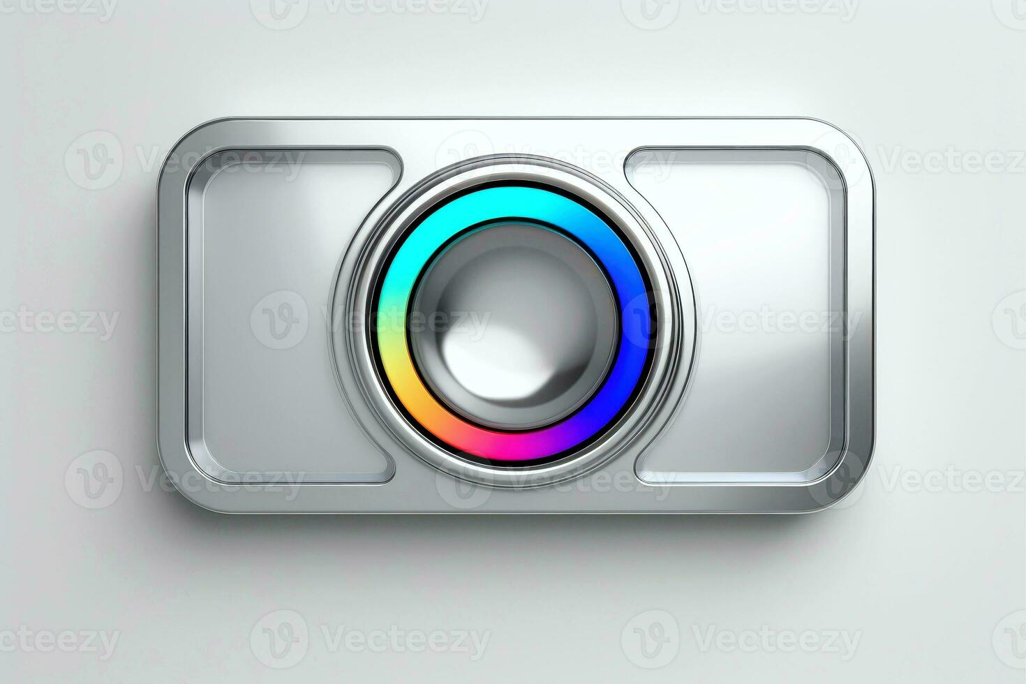 AI generated Abstract high tech multicolor button on white background, Generative AI photo