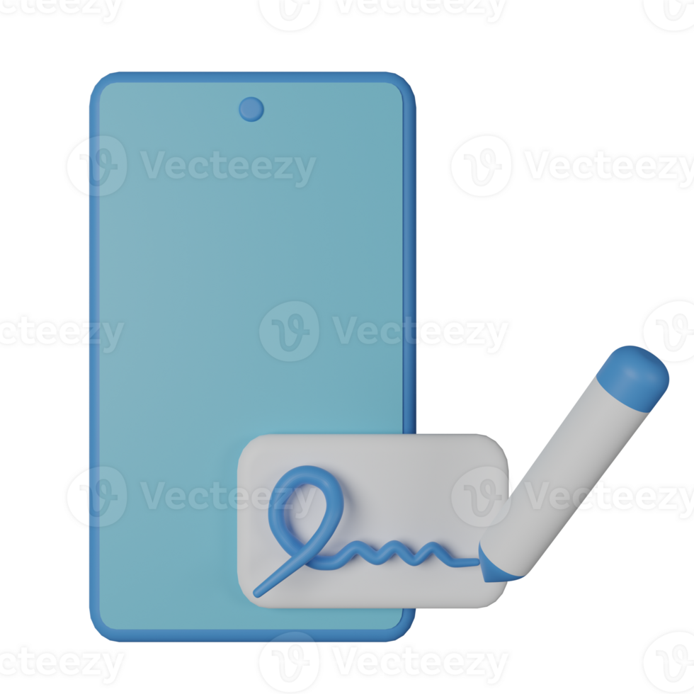Digital Signature 3D Render Icon Illustration png