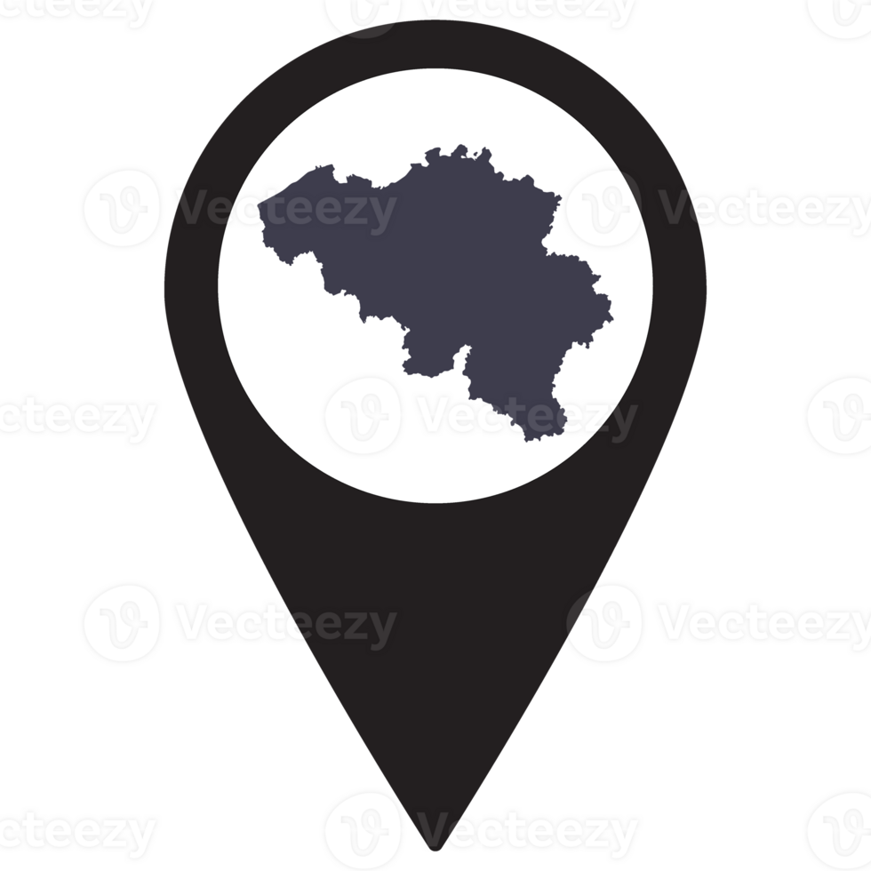 Black Pointer or pin location with Belgium map inside. Map of Belgium png
