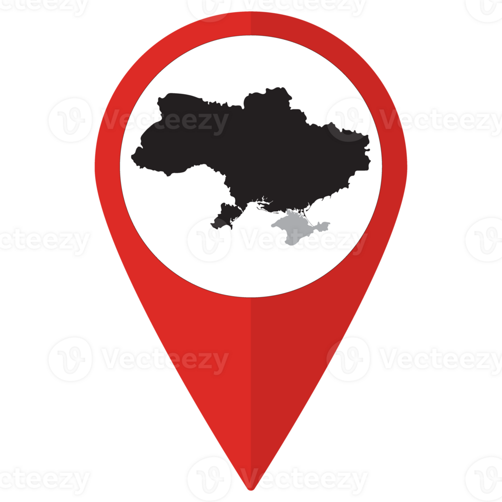 Red Pointer or pin location with  Ukraine  map inside. Map of  Ukraine png