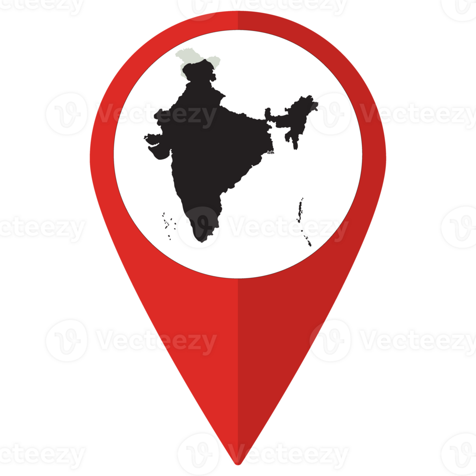 Red Pointer or pin location with India map inside. Map of India png