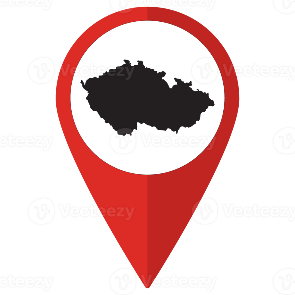 Red Pointer or pin location with Czech Republic map inside. Map of Czech Republic png
