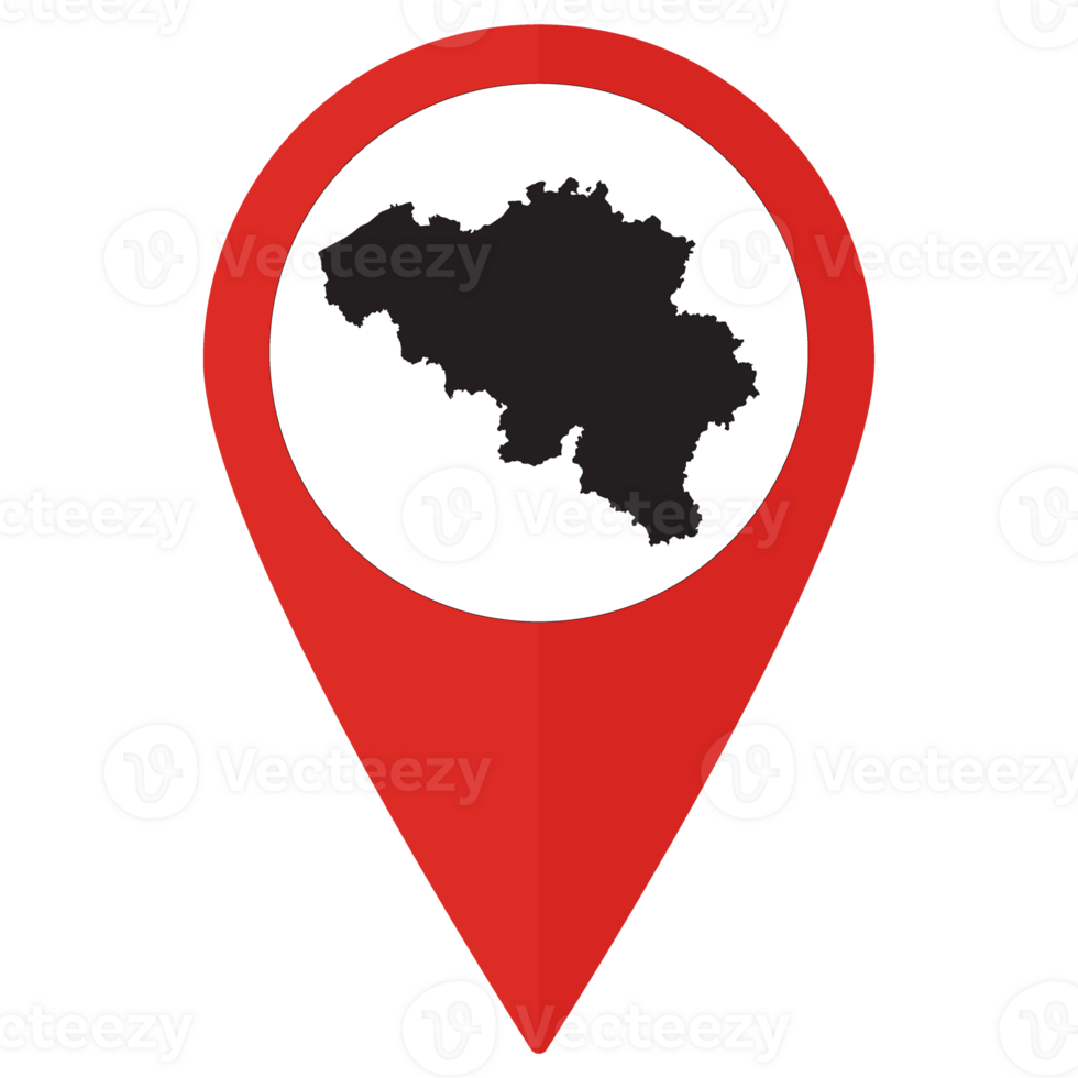 Red Pointer or pin location with Belgium map inside. Map of Belgium png