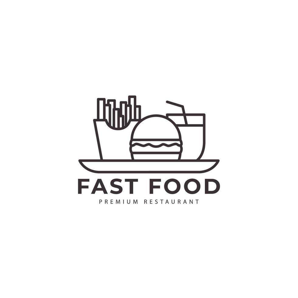 logo template for fast food  burger  line art  restaurant  minimalist vector icon design