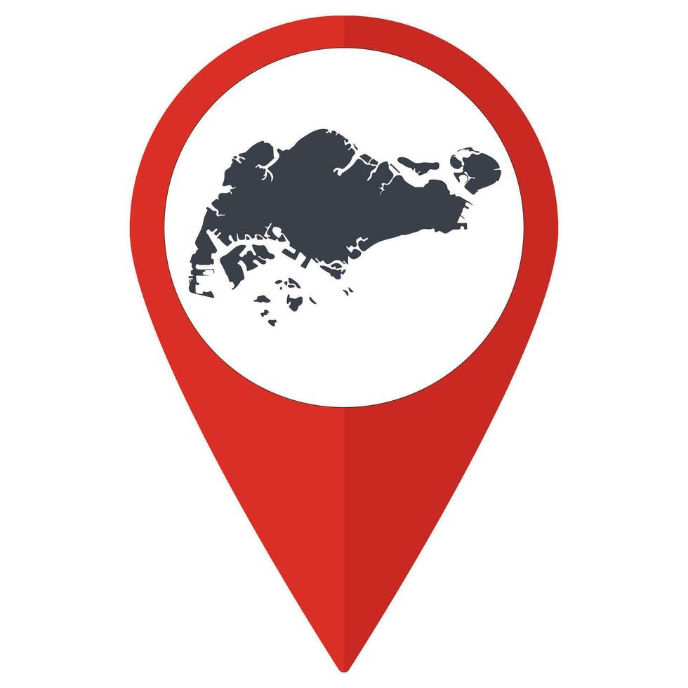 Red Pointer or pin location with Singapore map inside. Map of Singapore vector