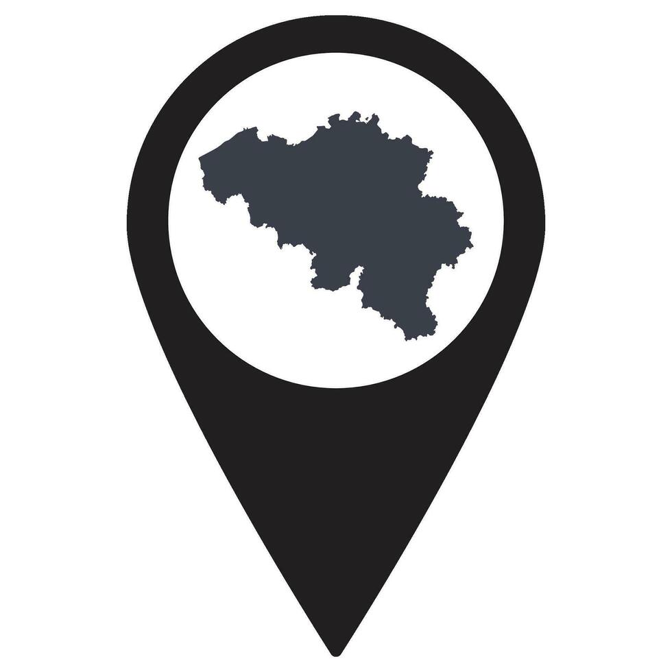 Black Pointer or pin location with Belgium map inside. Map of Belgium vector