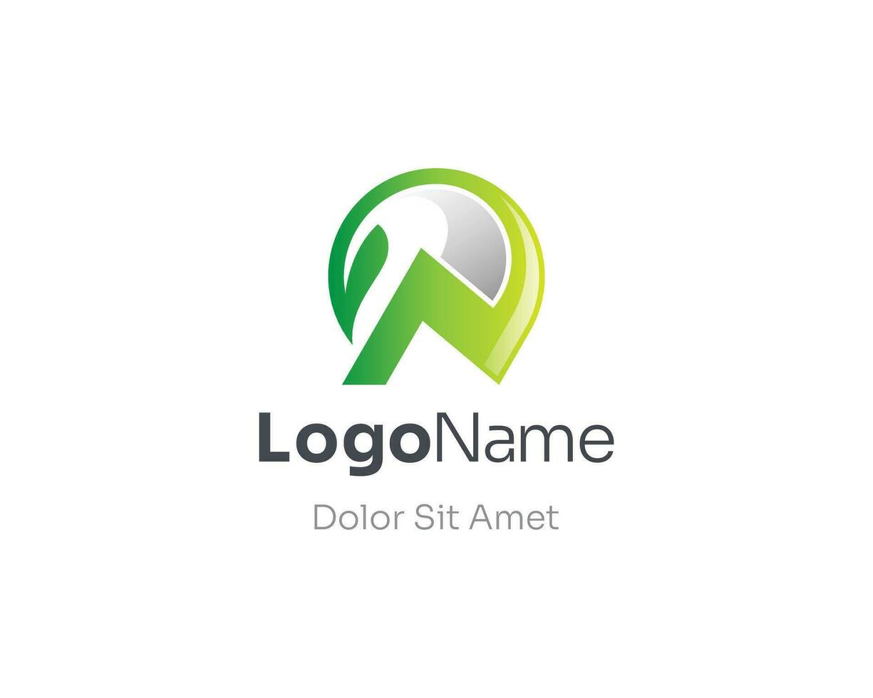 Natural leaf with letter n logo vector