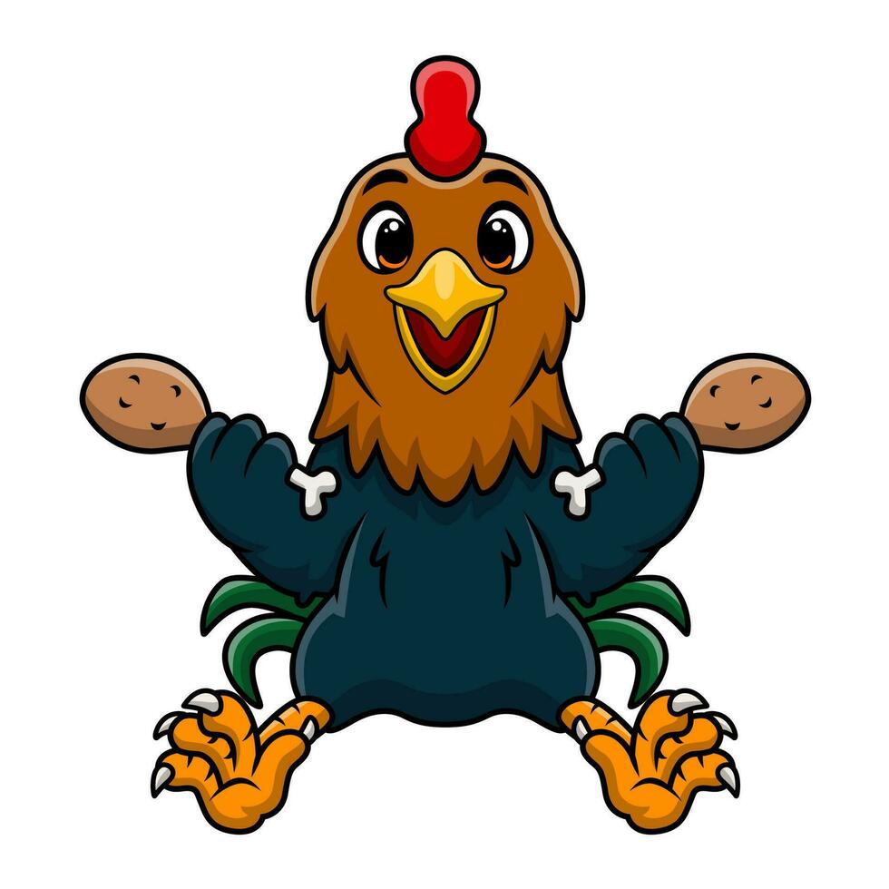 Cute rooster cartoon on white background vector