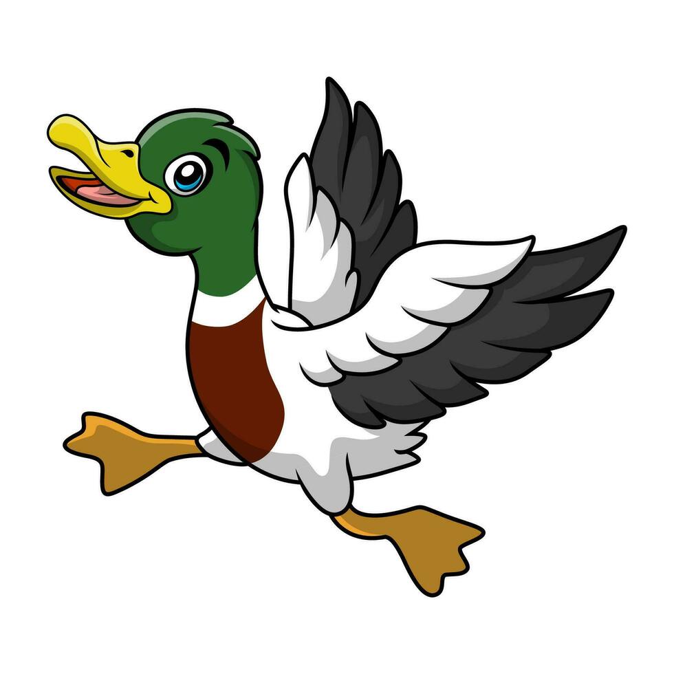Cute duck cartoon on white background vector