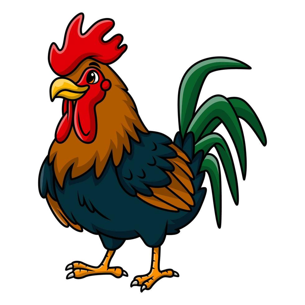 Cute rooster cartoon on white background vector
