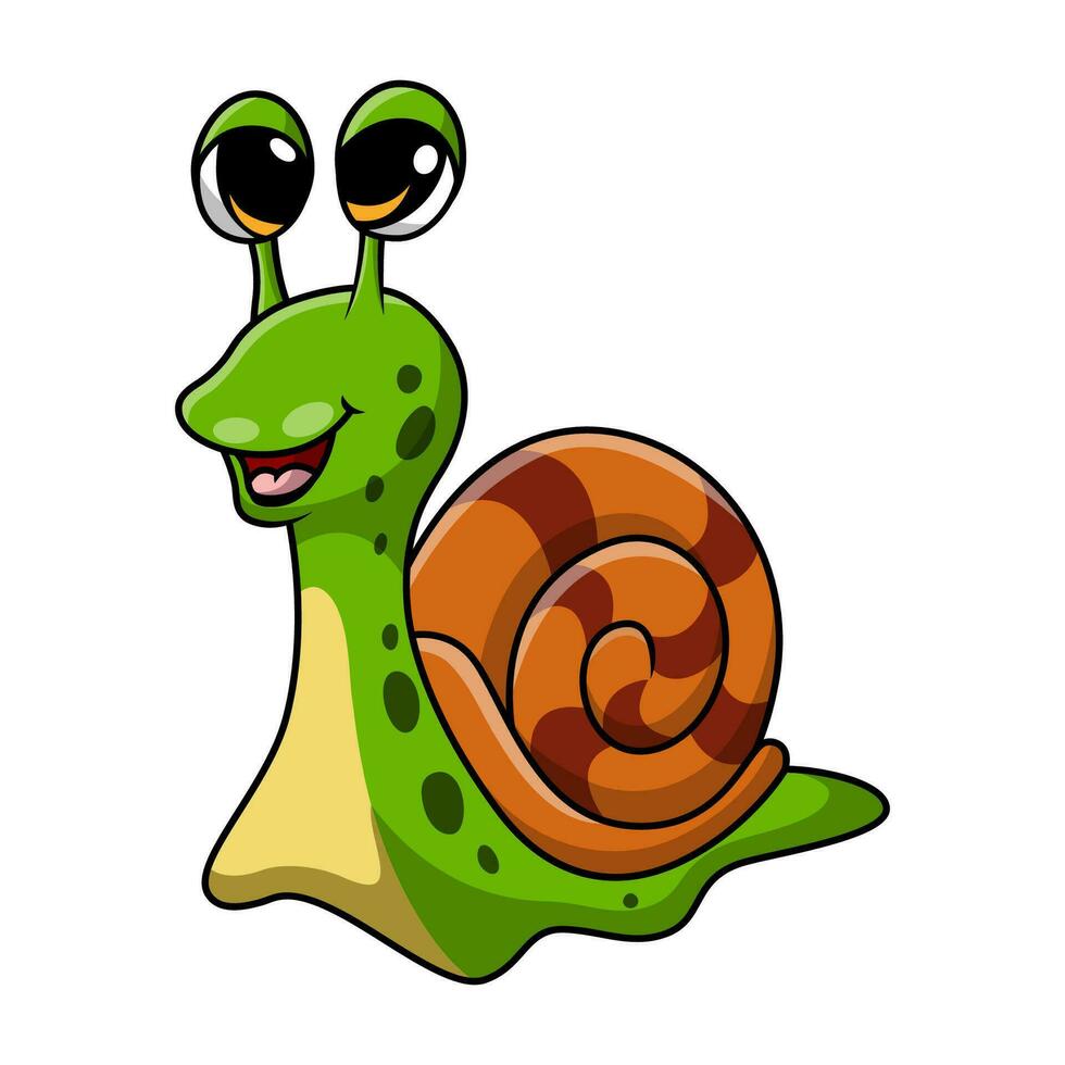 Cute snail cartoon on white background vector