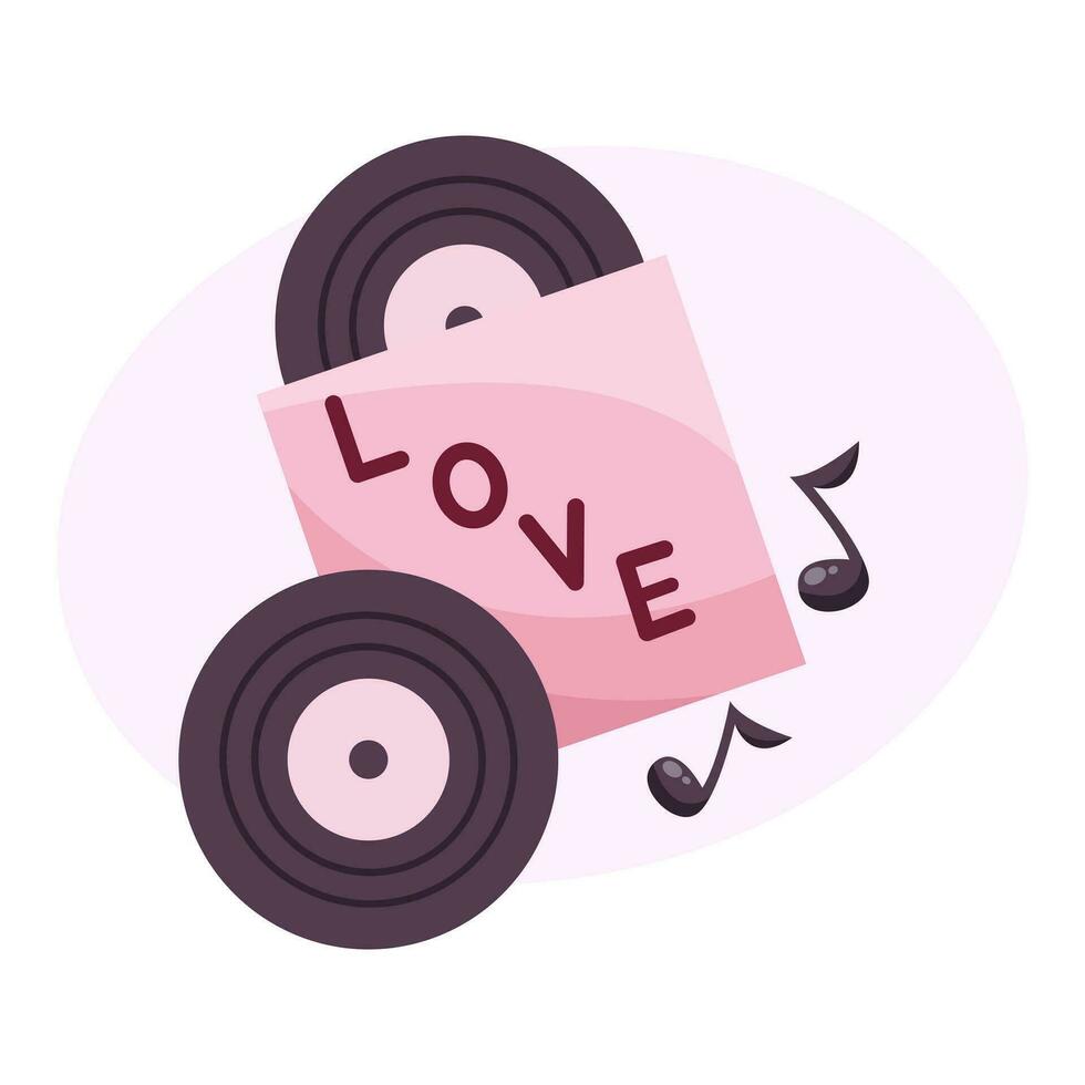 vinilo música composición. amor música. vector ilustración