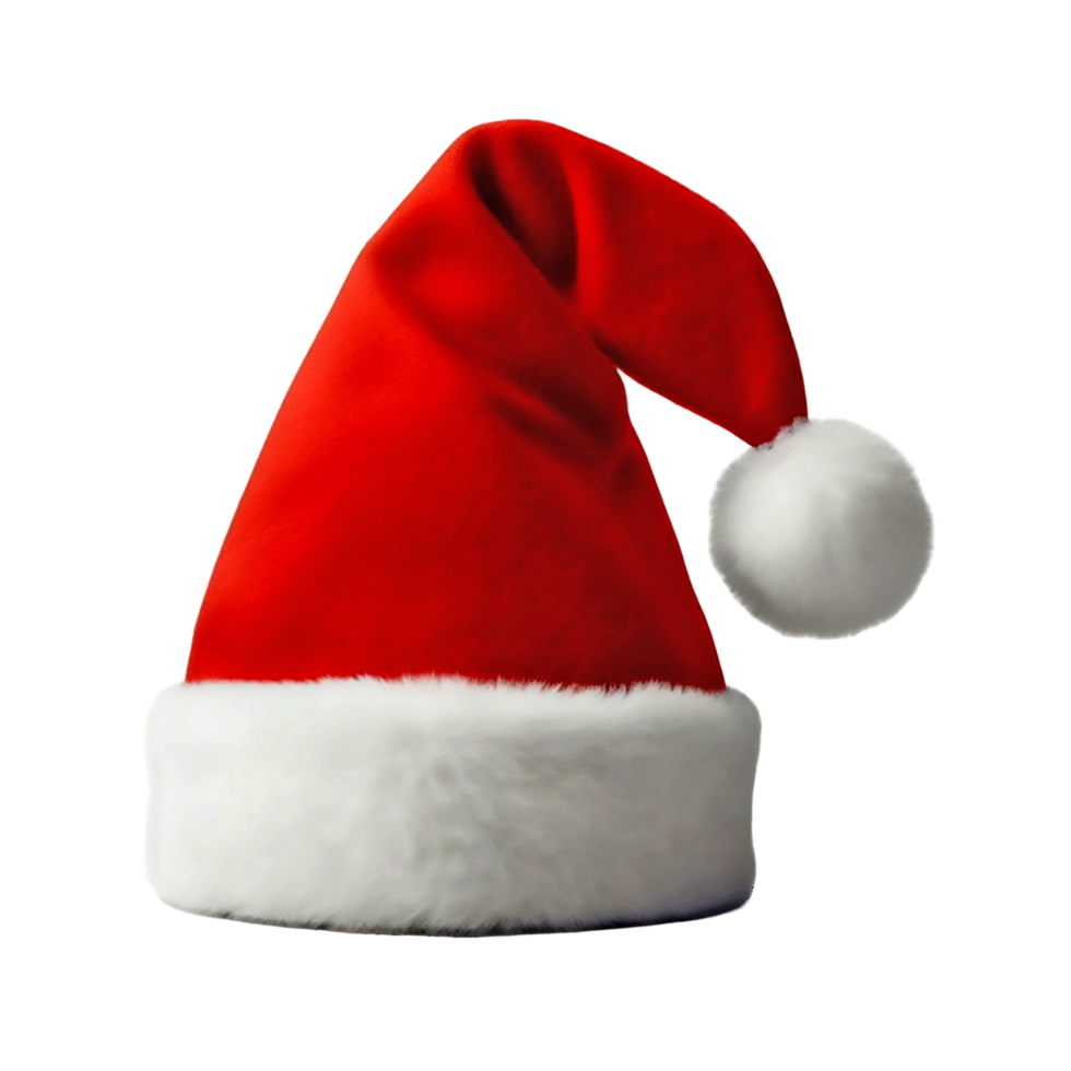 AI generated A red Santa Claus hat with a white pompom png