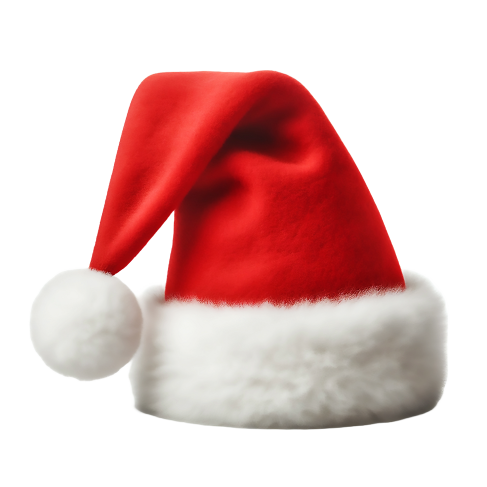 ai généré une sur le thème de Noël rouge Père Noël chapeau et blanc pom pom isolé sur une transparent Contexte png