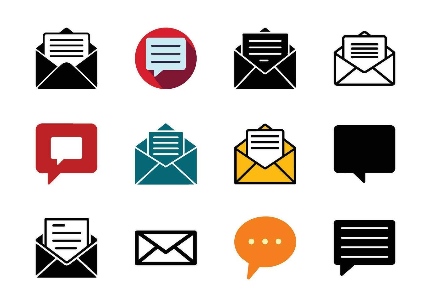 A colorful set of message or mail related icons vector