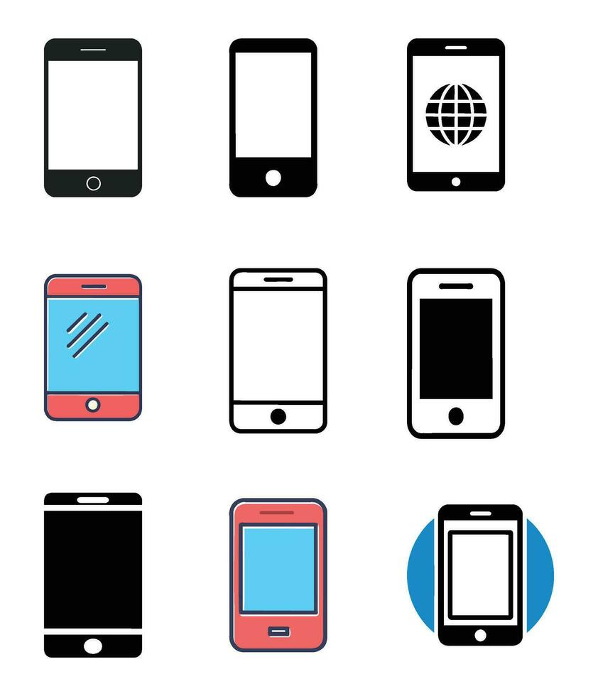 Colorful mobile phone icons vector