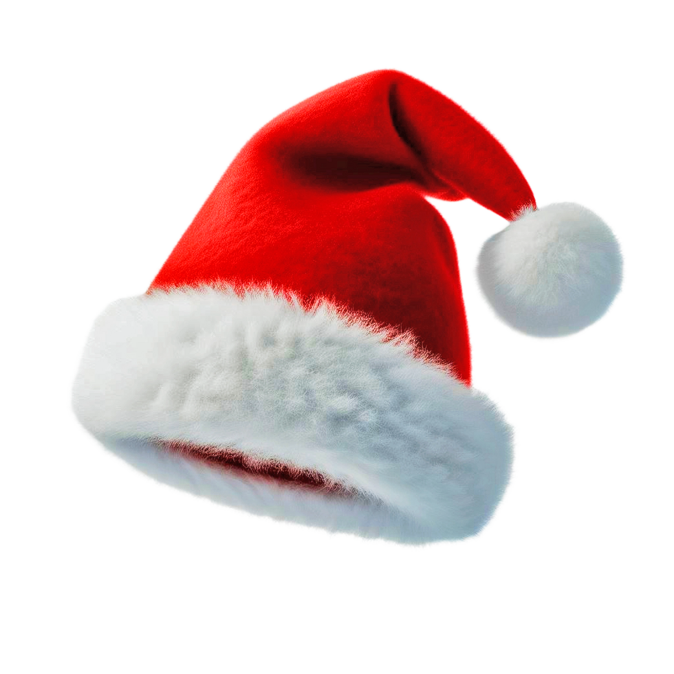 AI generated A red Santa Claus hat with a white pompom isolated on a transparent background png