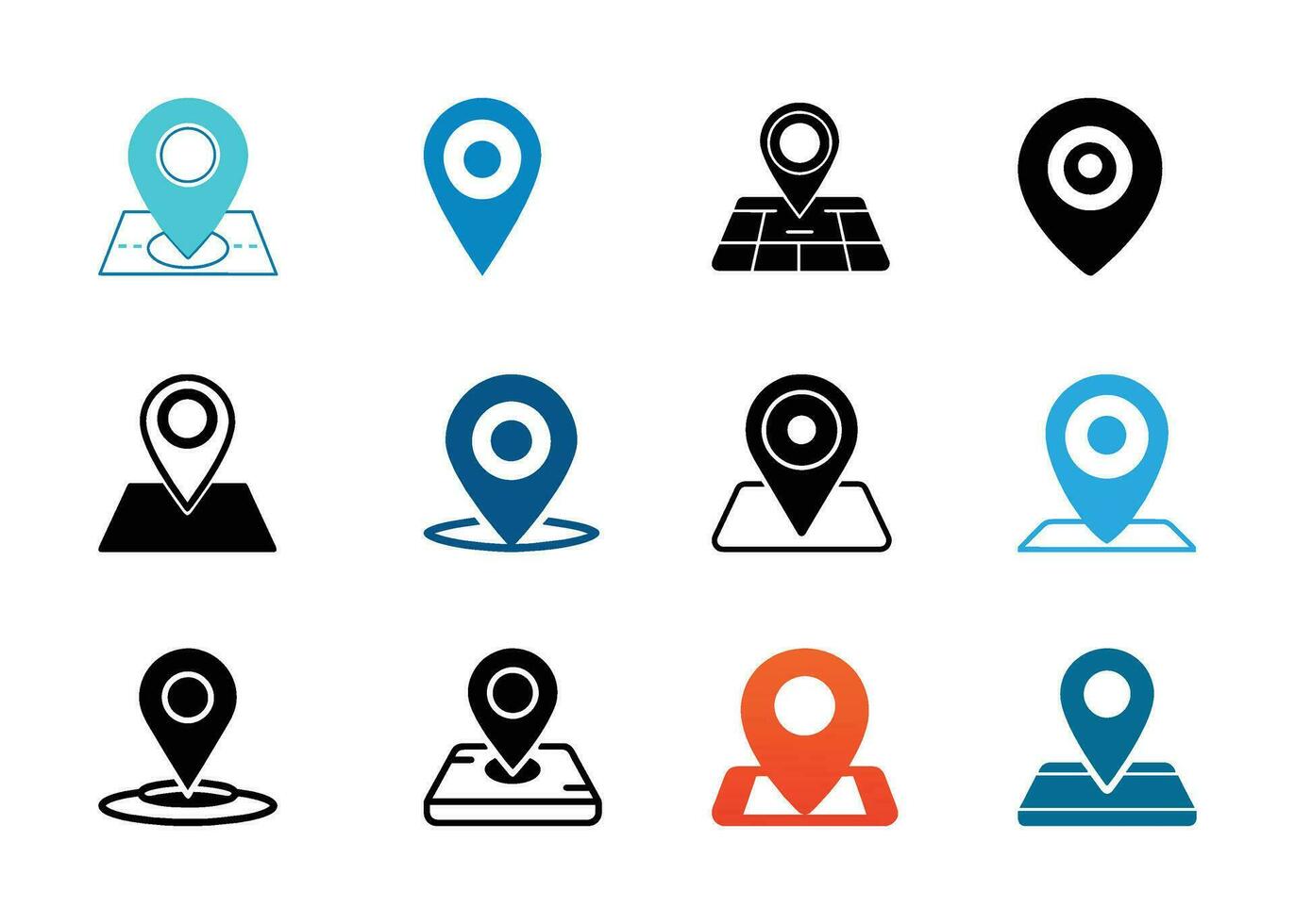 Creative and colorful location icons vector