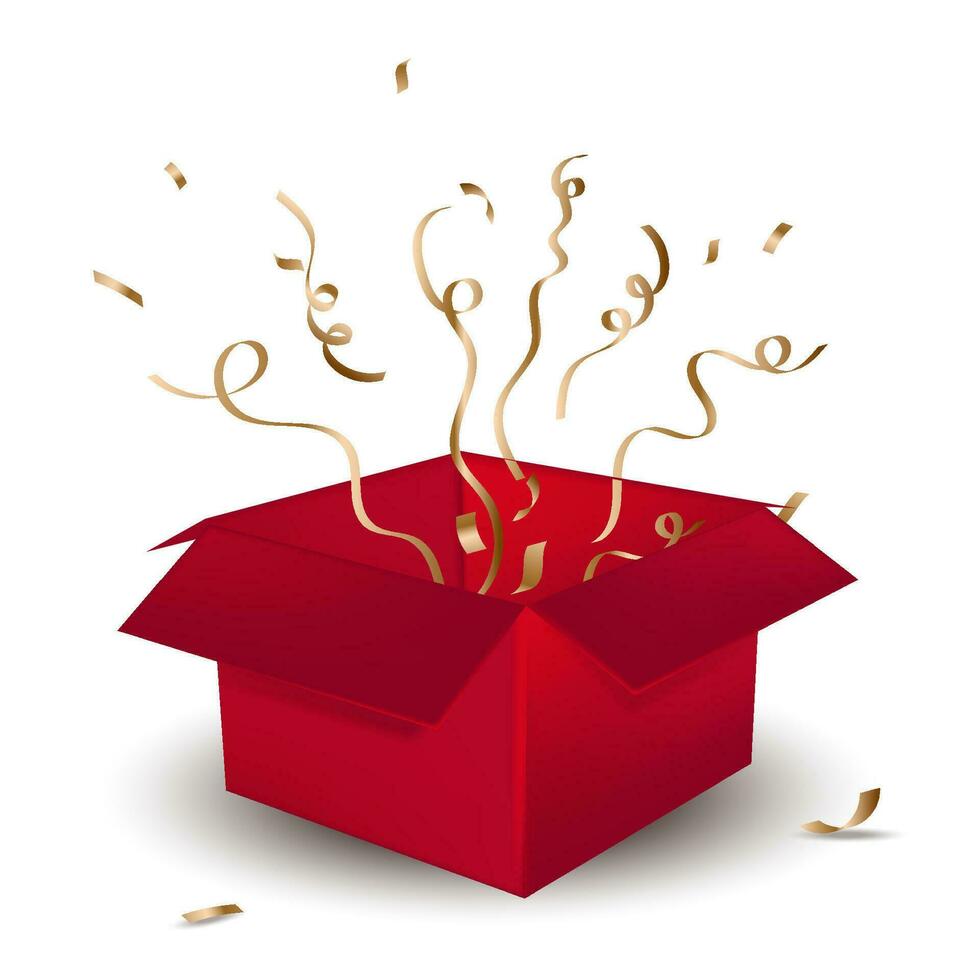 The red box heals the gold ribbon. celebration design element, banner, web, poster vector