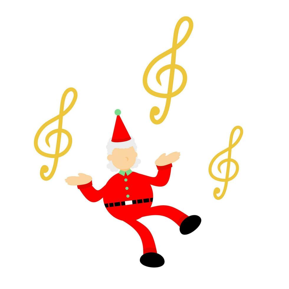 christmas santa claus merry and music melody clef music note cartoon doodle flat design style vector illustration