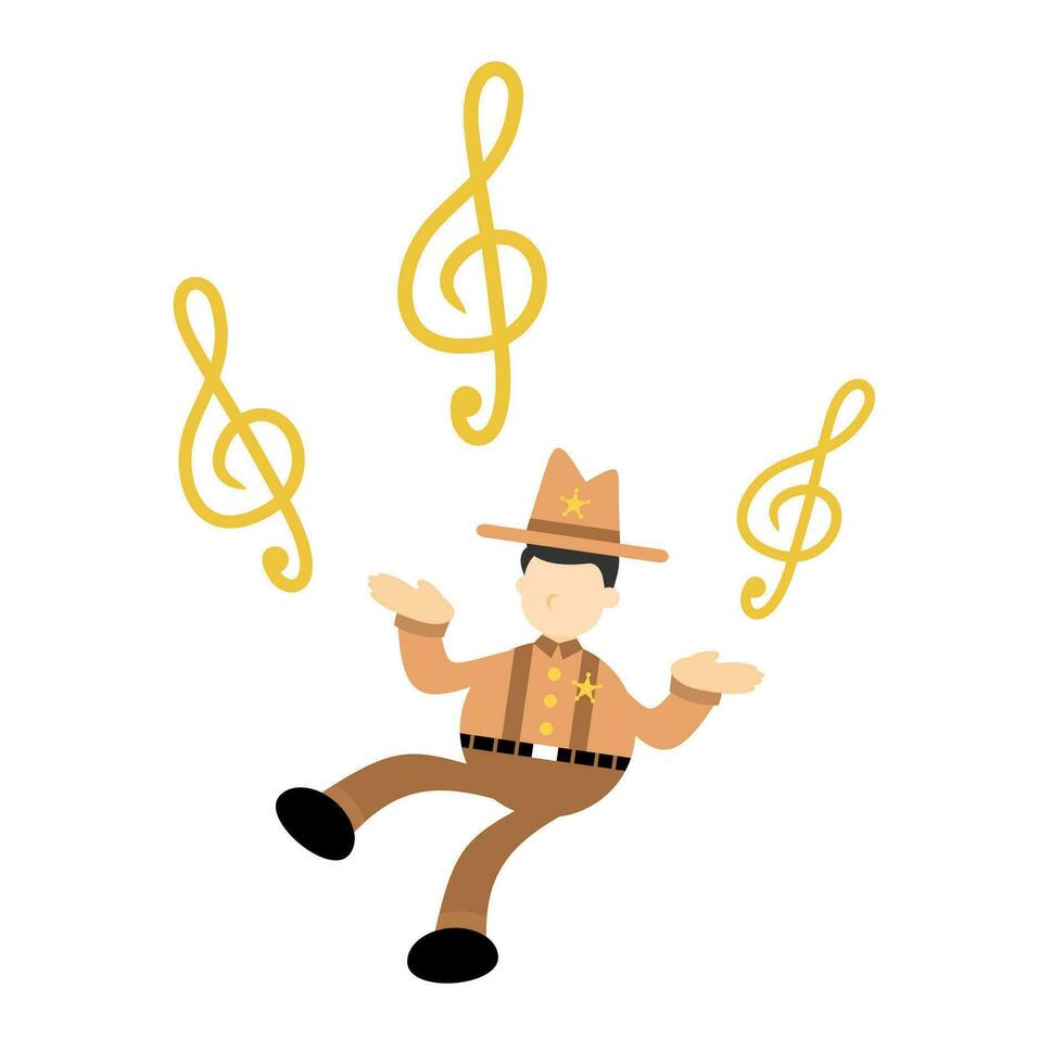 contento America vaquero y melodía clave música Nota dibujos animados garabatear plano diseño estilo vector ilustración