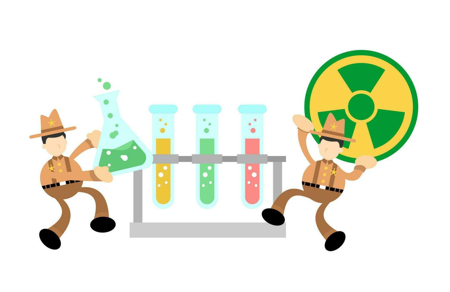 cowboy america stop hazardous skull alert danger toxic laboratory formula cartoon doodle flat design style vector illustration