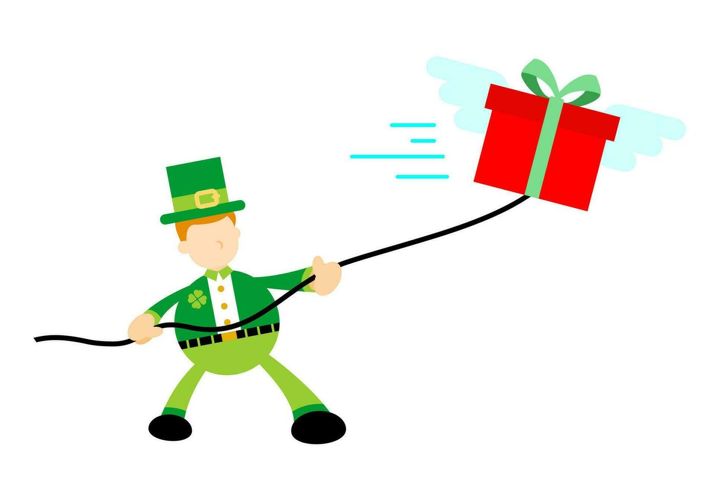 leprechaun catch gift box flat cartoon doodle design style vector illustration
