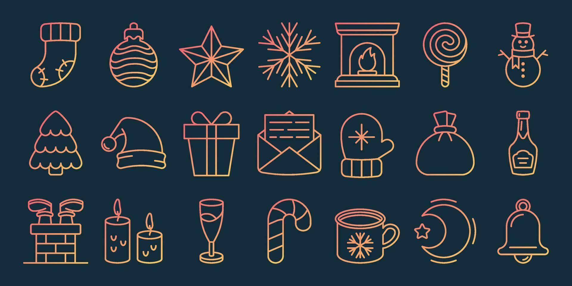 Set of stylish Christmas icons vector