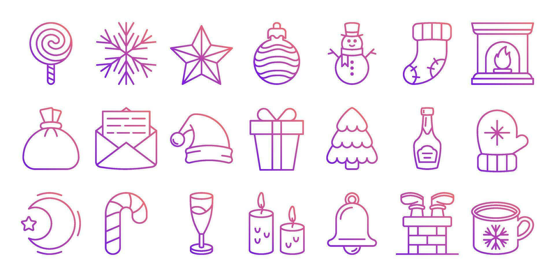Set of Christmas icons isolated on white vector