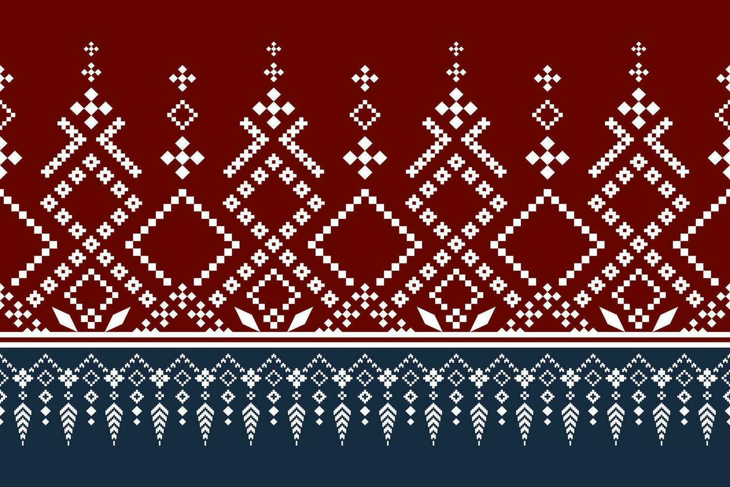 Red traditional ethnic pattern paisley flower Ikat background abstract Aztec African Indonesian Indian seamless pattern for fabric print cloth dress carpet curtains and sarong vector