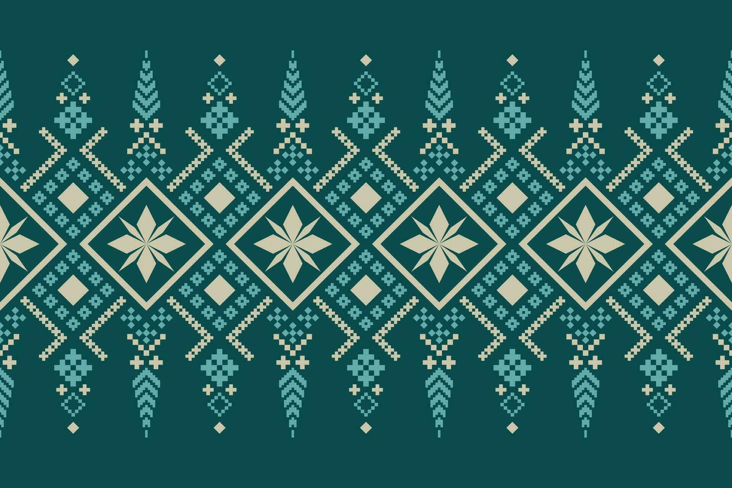Indigo navy blue geometric traditional ethnic pattern Ikat seamless pattern border abstract design for fabric print cloth dress carpet curtains and sarong Aztec African Indian Indonesian vector