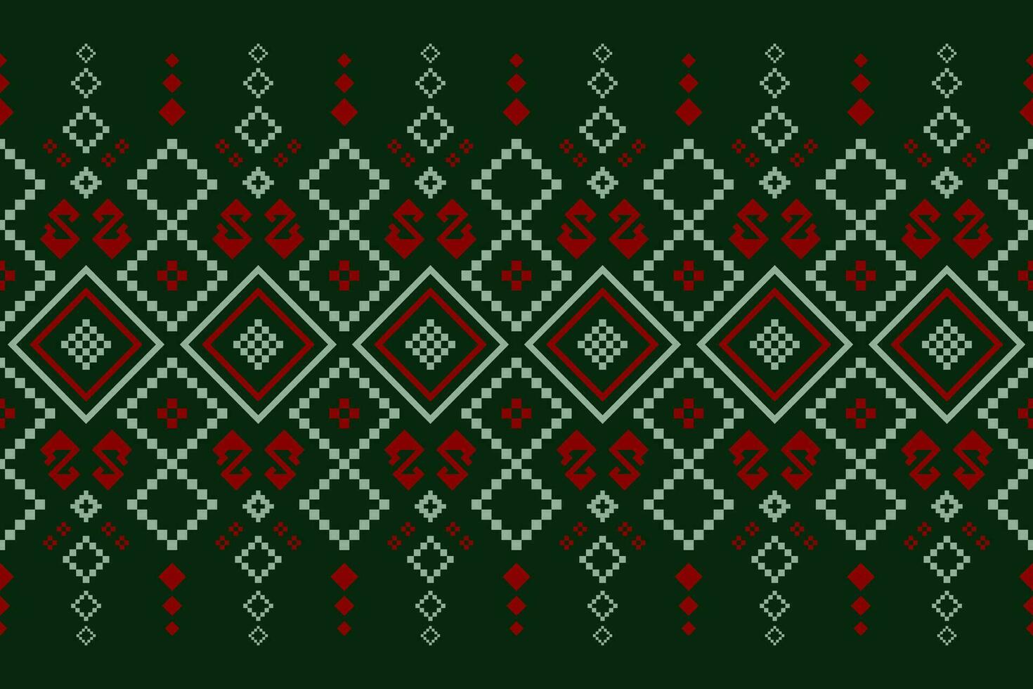 verde cruzar puntada vistoso geométrico tradicional étnico modelo ikat sin costura modelo frontera resumen diseño para tela impresión paño vestir alfombra cortinas y pareo de malasia azteca africano indio indonesio vector