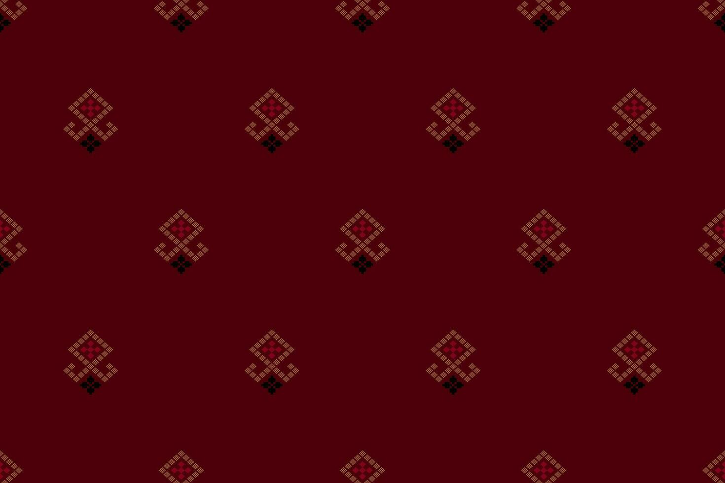 Red traditional ethnic pattern paisley flower Ikat background abstract Aztec African Indonesian Indian seamless pattern for fabric print cloth dress carpet curtains and sarong vector