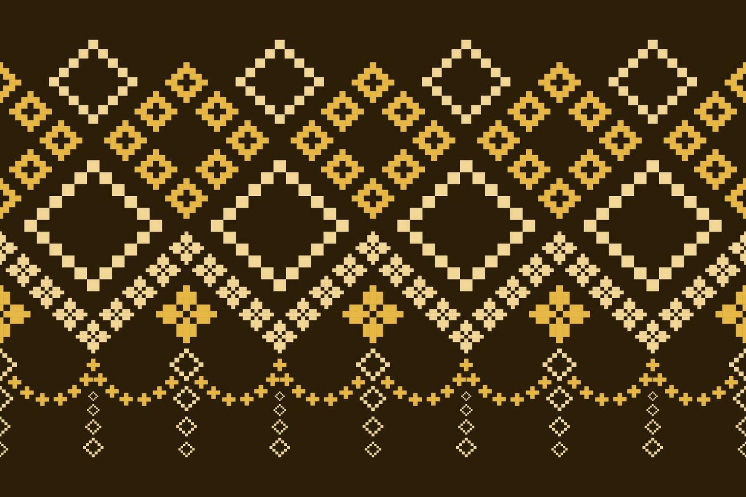 Nature vintages cross stitch traditional ethnic pattern paisley flower Ikat background abstract Aztec African Indonesian Indian seamless pattern for fabric print cloth dress carpet curtains and sarong vector