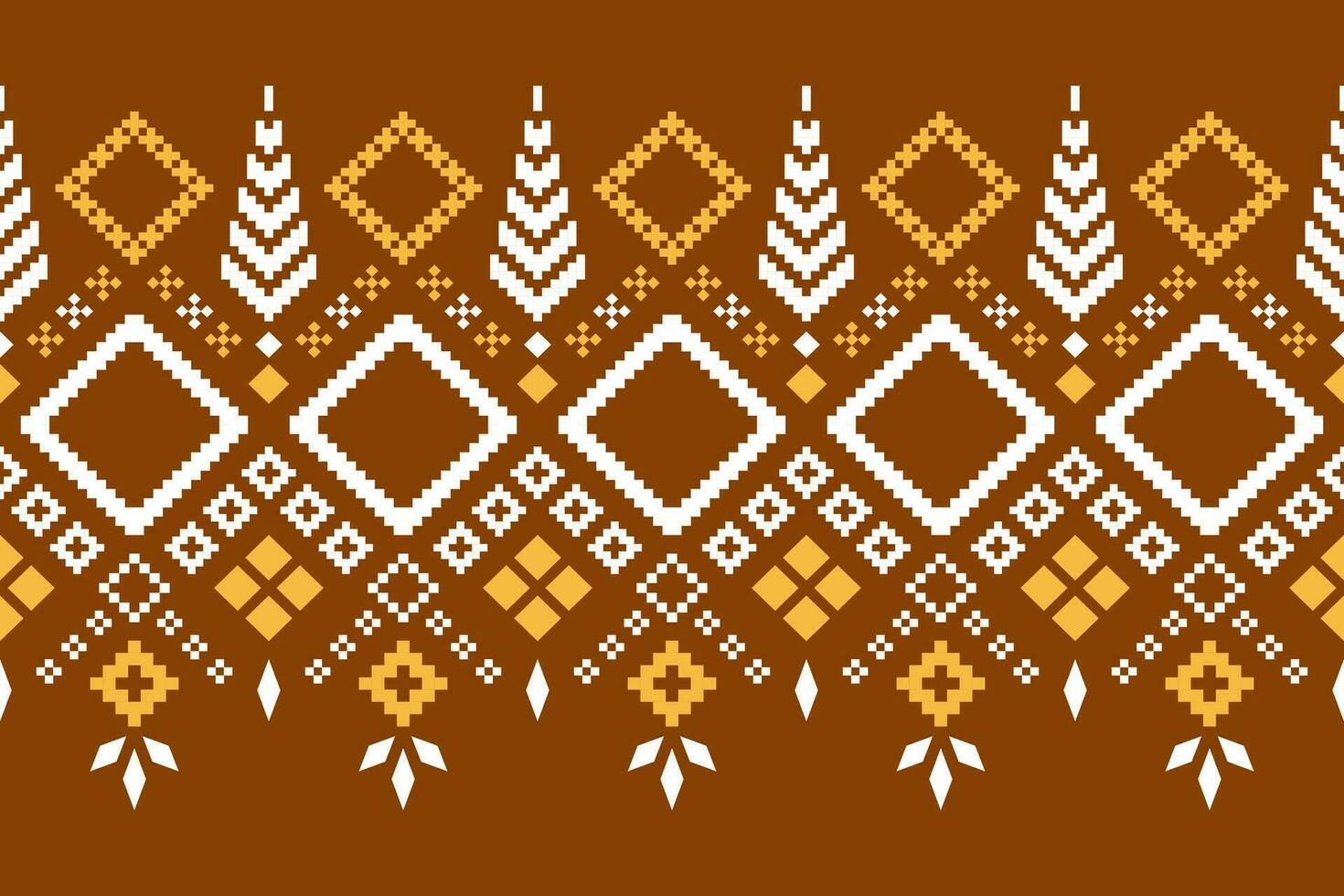 Nature vintages cross stitch traditional ethnic pattern paisley flower Ikat background abstract Aztec African Indonesian Indian seamless pattern for fabric print cloth dress carpet curtains and sarong vector