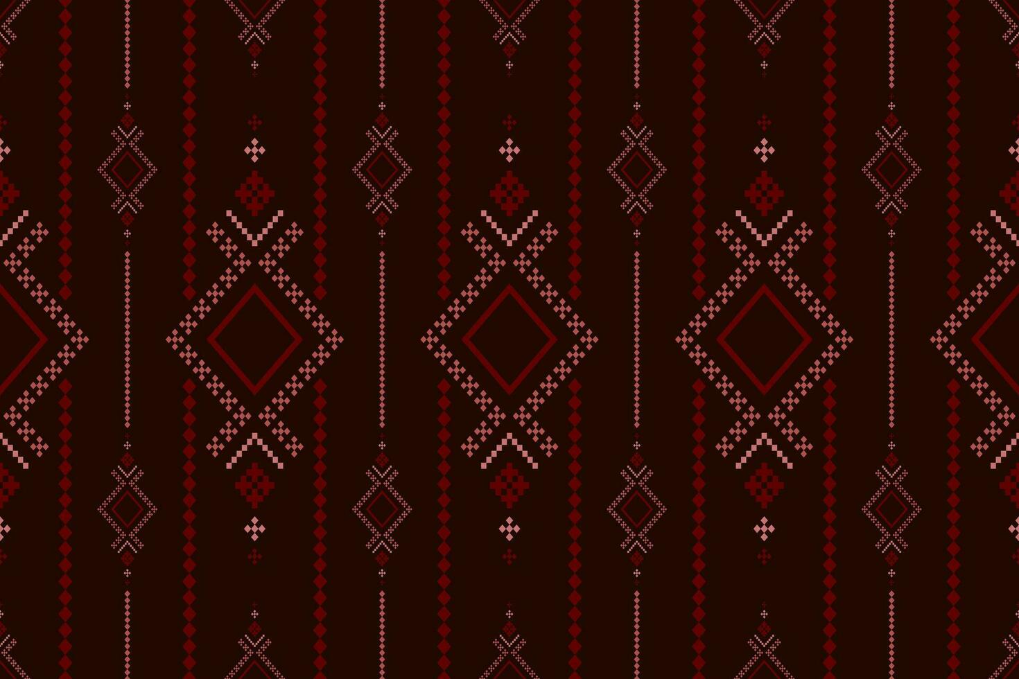 Red traditional ethnic pattern paisley flower Ikat background abstract Aztec African Indonesian Indian seamless pattern for fabric print cloth dress carpet curtains and sarong vector