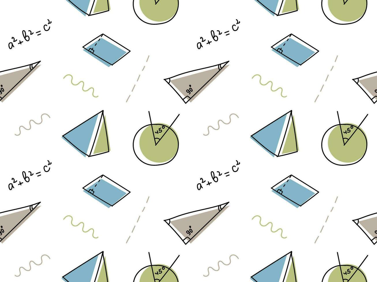 seamless doodle pattern with geometry, school,college,math vector
