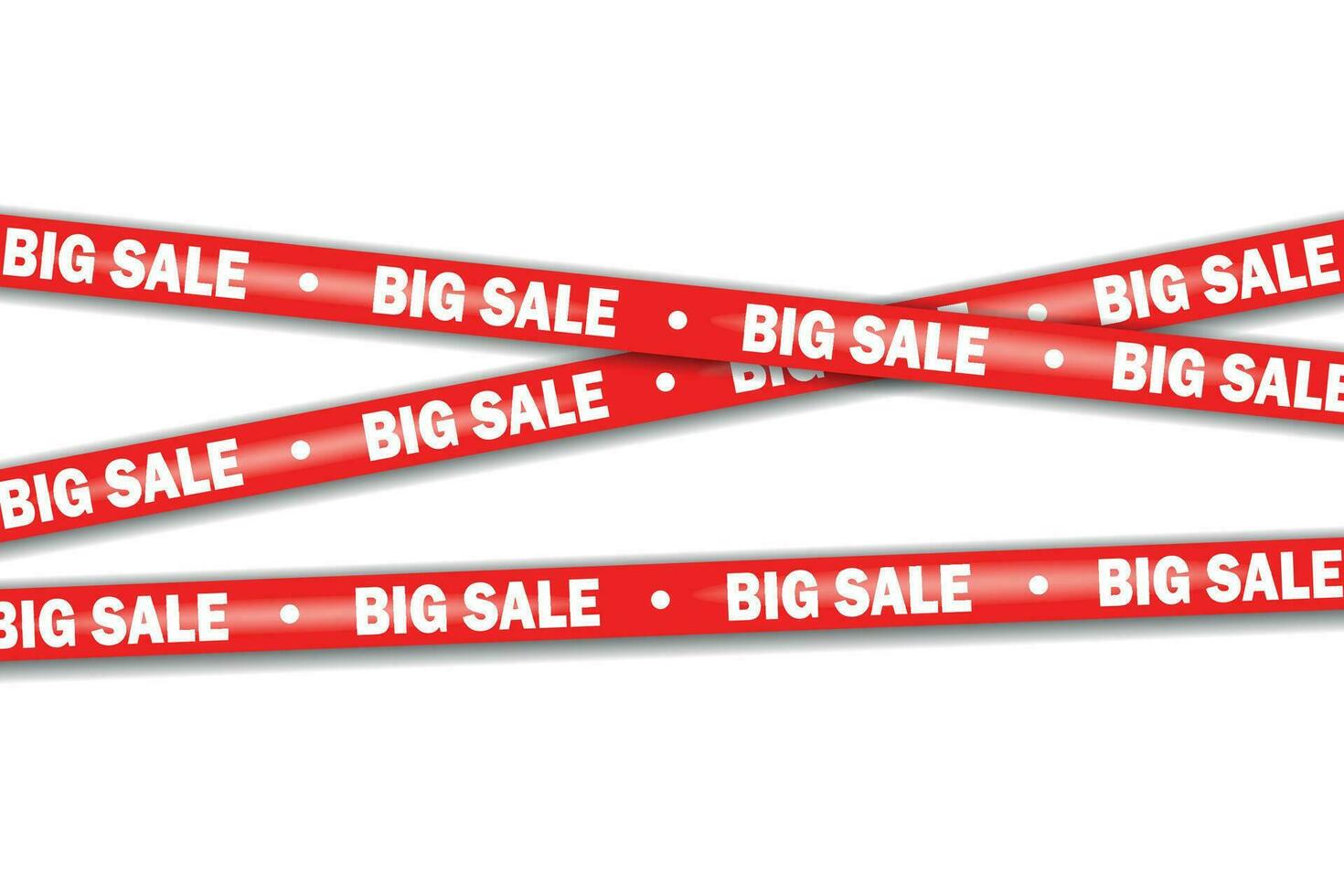 Red ribbons for BIG Sale. Template with crossing realistic tapes for Black Friday, discount. vector