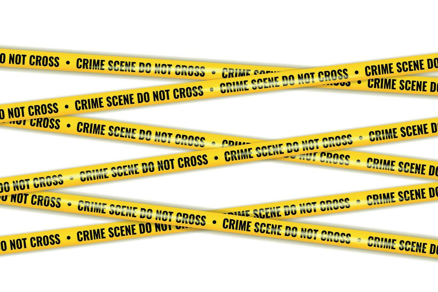 Realistic Crime scene danger tape. Crime scene yellow tape, police line Do Not Cross tape. vector