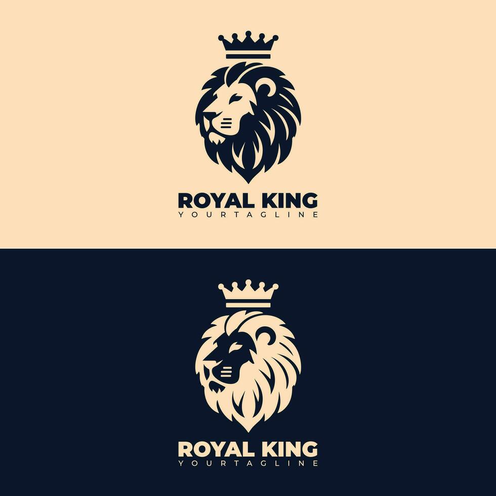 royal king lion logo crown logo abstract minimal vector