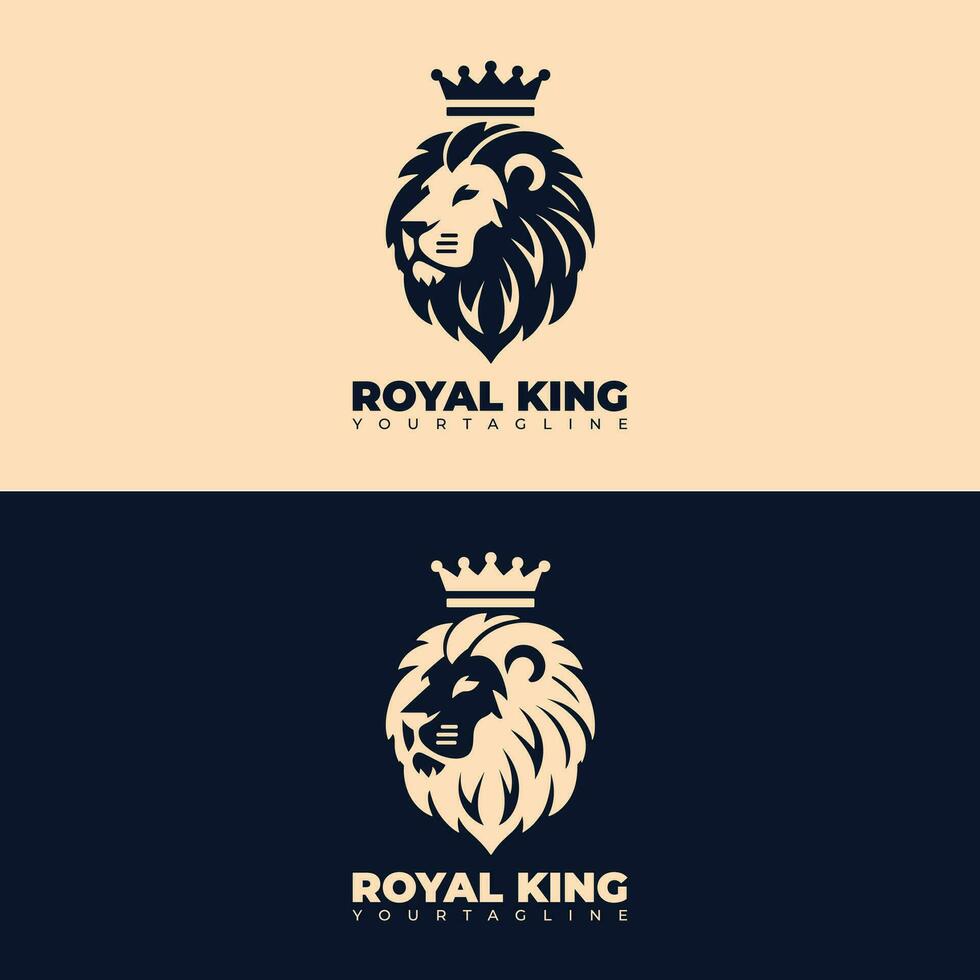 royal king lion logo crown logo abstract minimal vector